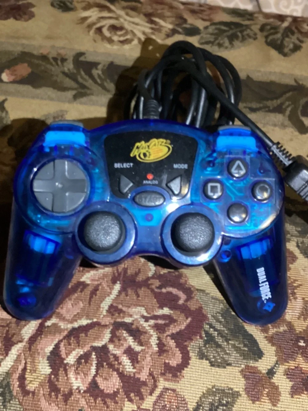 Mad Catz Dual Force Gamepad Clear Blue Controller #8016 for Sony PlayStation 1&2